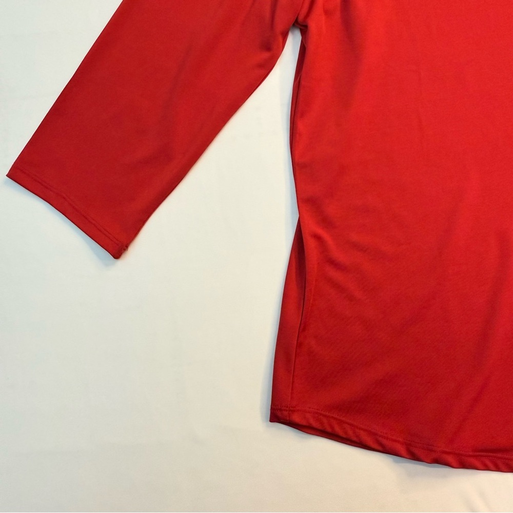 Alison‎ Andrews Red Top Large Grommet Lace-Up Shoulder Long Sleeve Blouse - Picture 6 of 12